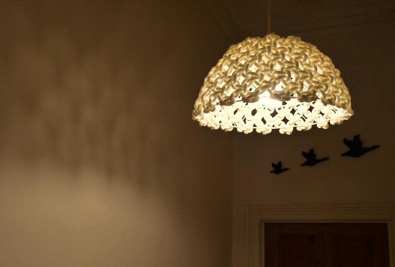 macrame knotted light pendant fibre art Adelaide Australia